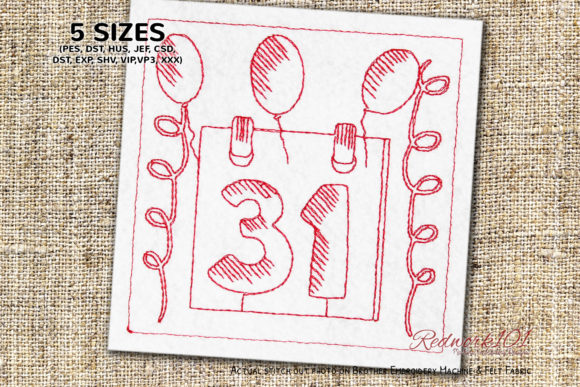 31st New Year Lineart: A Fresh Embroidery Design