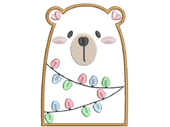 Adorable Bear with Lights for Festive Embroidery