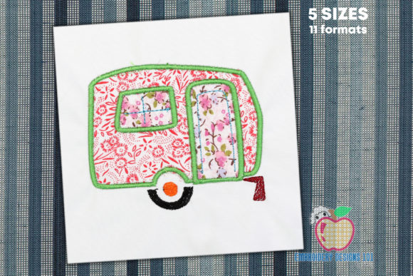 Brown Colored Campervan Applique: A Charming Addition