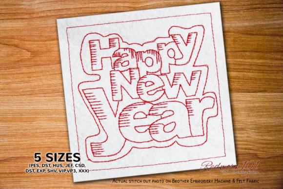 Happy New Year Design Redwork: A Festive Embroidery Choice