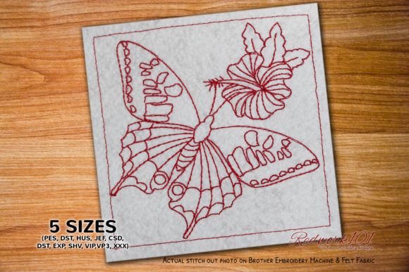 Papilio Machaon Butterfly Redwork Review