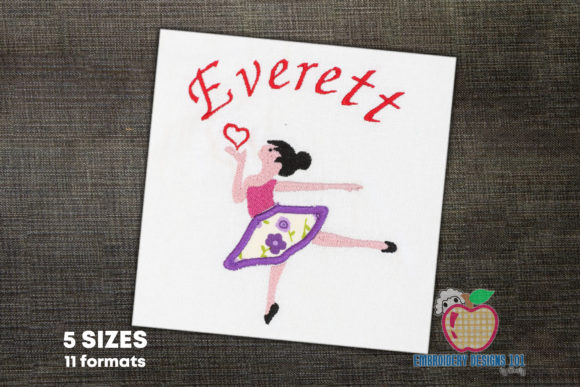 Young Ballerina Dancer: A Graceful Embroidery Design